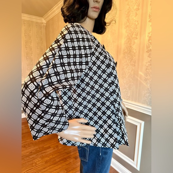 DRESSBARN!🤩Vintage Swing Jacket! Dressy Blazer/Worn Once! Blk-white/Size-L - Picture 5 of 14